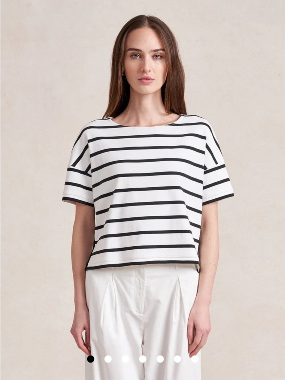 La Ligne short sleeve Breton tee in navy and white